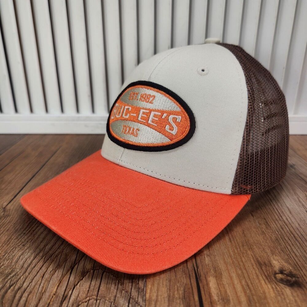 BUC-EE's Texas Est 1982 Snapback Trucker Hat Cap Orange Brown Promo Novelty Logo - Picture 1 of 10